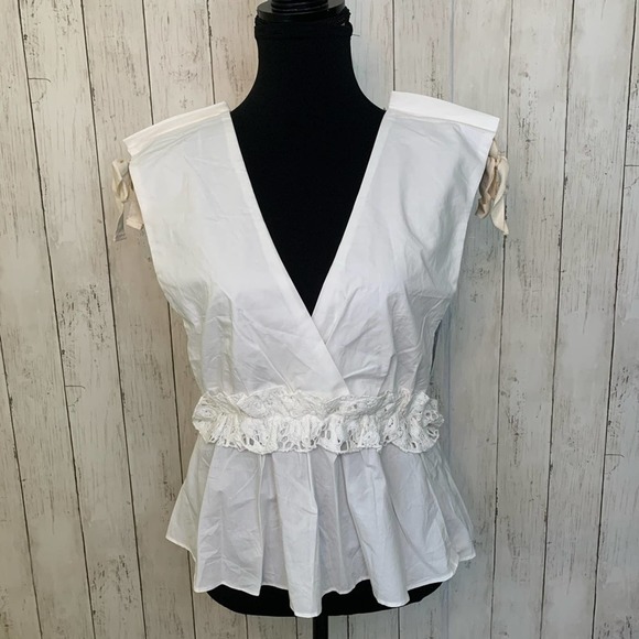 Endless Rose Tops - NWT ENDLESS ROSE White V Front Back Peplum Top